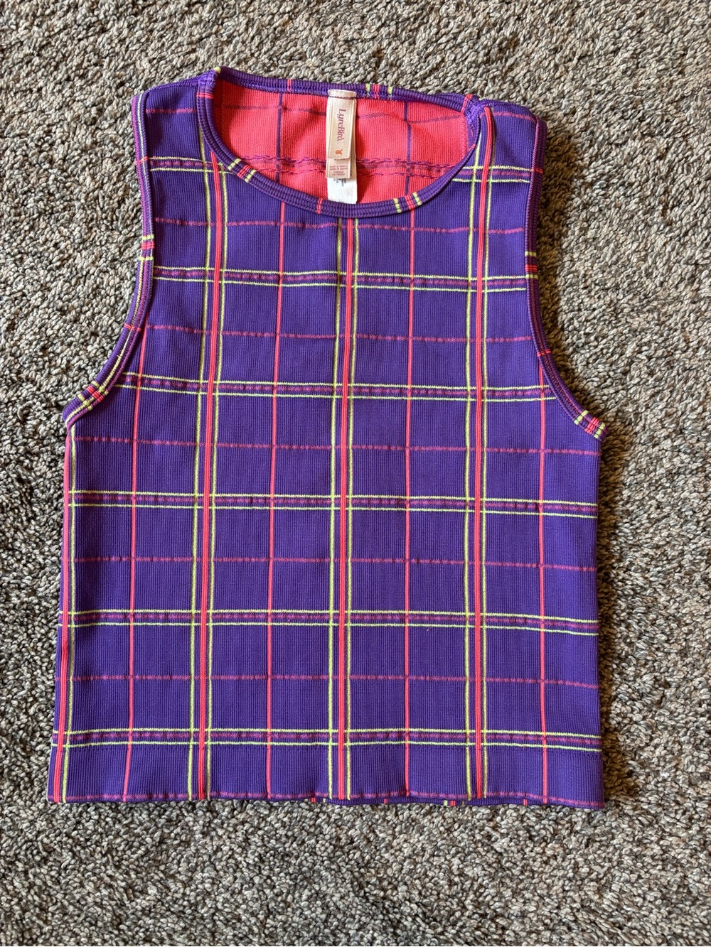 Lyrebird Purple Plaid crop Tank Top
